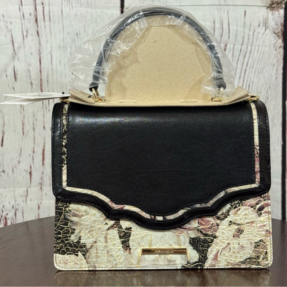 BRAHMIN Mini Francine Eden Garland Women's Croc Embossed Melbourne Leather Bag